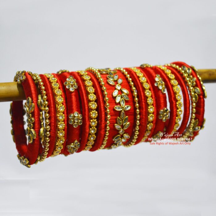 KBangle404 Stunning Red Kundan Bangle Set
