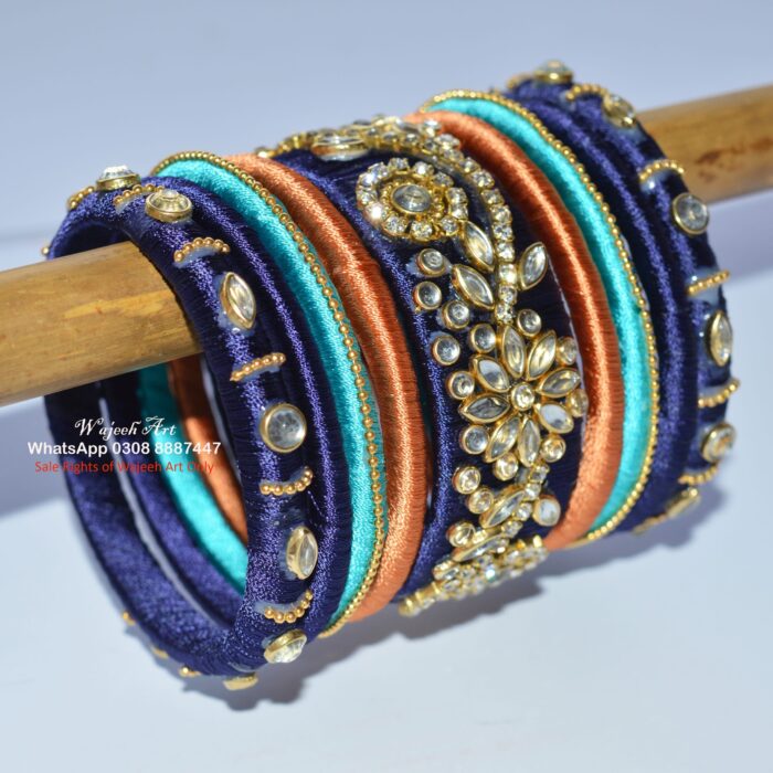 KBangle405 Handmade Three Color Kundan Bangle Set