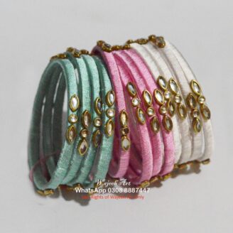 KBangle408 12 pcs three color kundan bangle set
