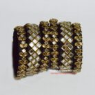 KBangle410 6 Pcs of Black Kundan Bangles