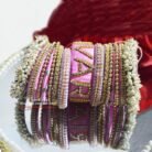KBangle418 Baby Pink Name Kundan Bangle Set