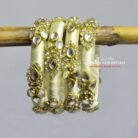 KBangle419 4 pcs of off white kundan bangles