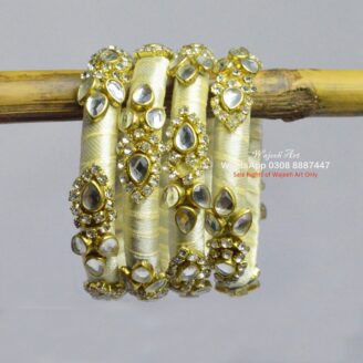 KBangle419 4 pcs of off white kundan bangles