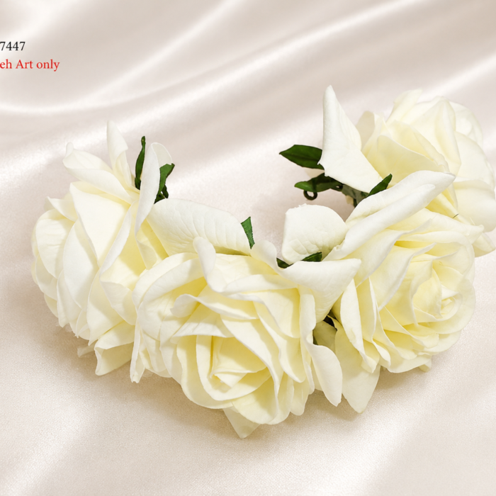 flowergajray1 FJewel54 Handmade Artificial White Rose Gajray for Wedding