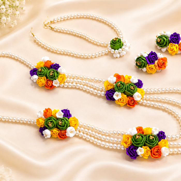 doughpearljewellery1 FJewel49 Handmade Multicolor Artificial Flower Jewellery