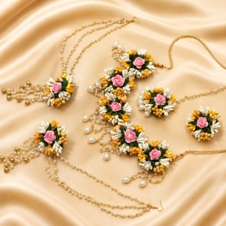 FJewel43 Flower Dough Jewellery Set With Bindiya & Ring