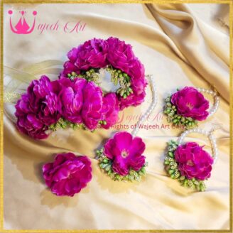 FJewel59 Rose Pink Handmade Flower Dough Jewellery Set