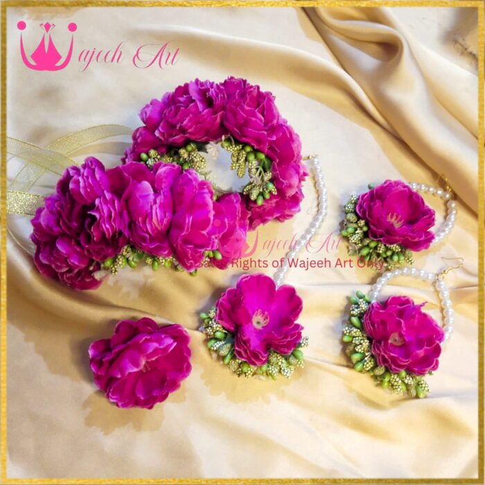 FJewel59 Rose Pink Handmade Flower Dough Jewellery Set
