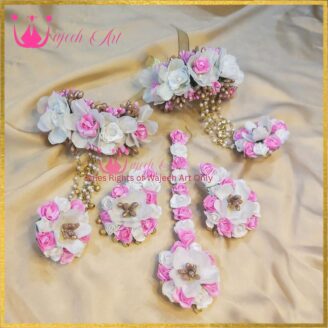 FJewel58 White & Pink Handmade Flower Jewellery With Pearls