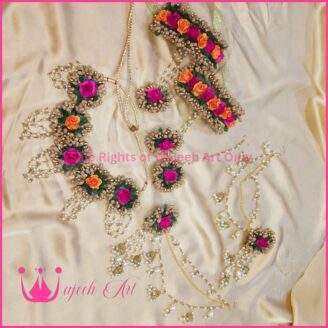 FJewel42 Complete Floral Dough Jewellery Set With Pearls