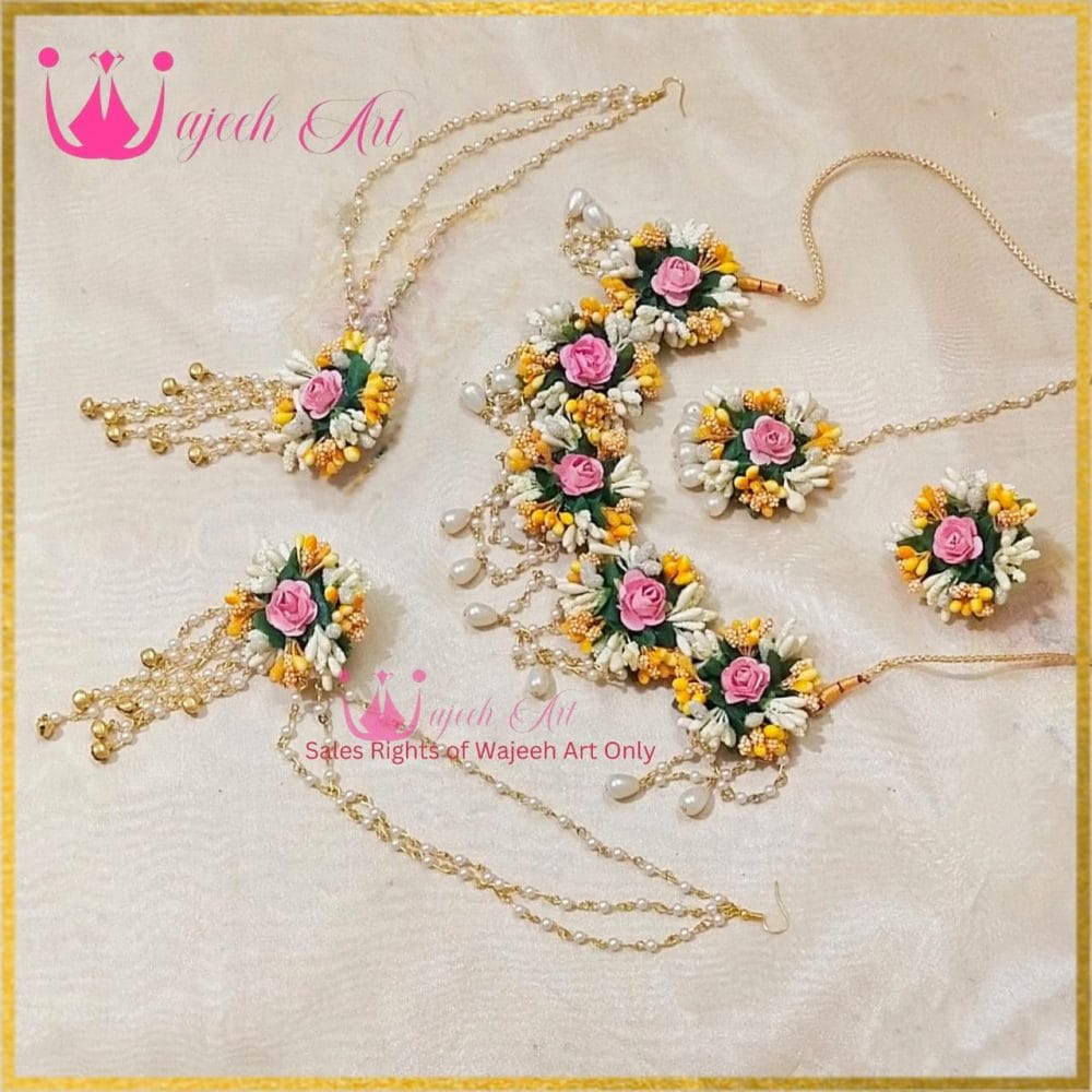 FJewel43 Flower Dough Jewellery Set With Bindiya & Ring