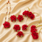 FJewel44 Red Rose Dough Flower Jewellery Set For Wedding