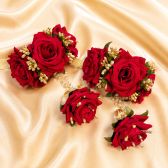 FJewel61 Handmade Red Rose Flower Gajray For Brides