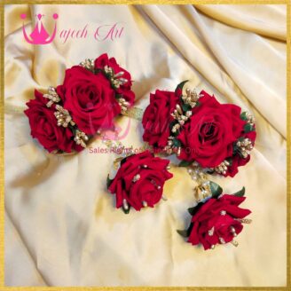 FJewel61 Handmade Red Rose Flower Gajray For Brides