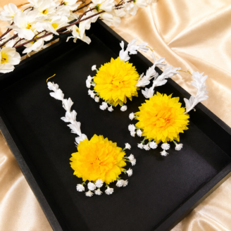 FJewel66 Yellow Handmade Artificial Flower Jewellery for Mayoon