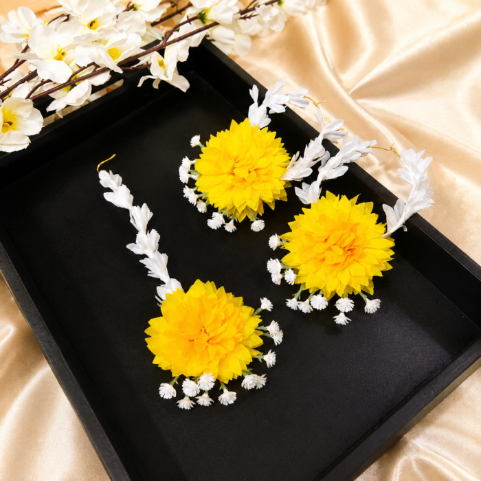 FJewel66 Yellow Handmade Artificial Flower Jewellery for Mayoon