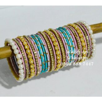 Kbangle215 Threads and Pearls Bangle Set with Embellsihment