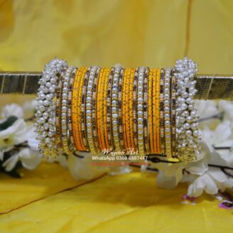 KBangle443 Yellow Pearls Bangle Set