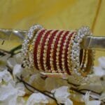 Kbangle429 Maroon Pearls Bangle Set