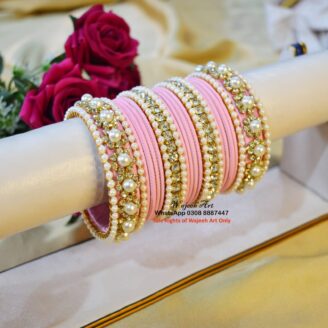 KBangle454 Pink Metal & Zircon Bangle Set