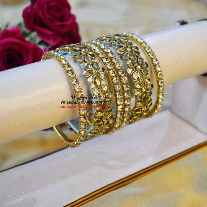 Kbangle464 Kundan & Zircon Bangle Set