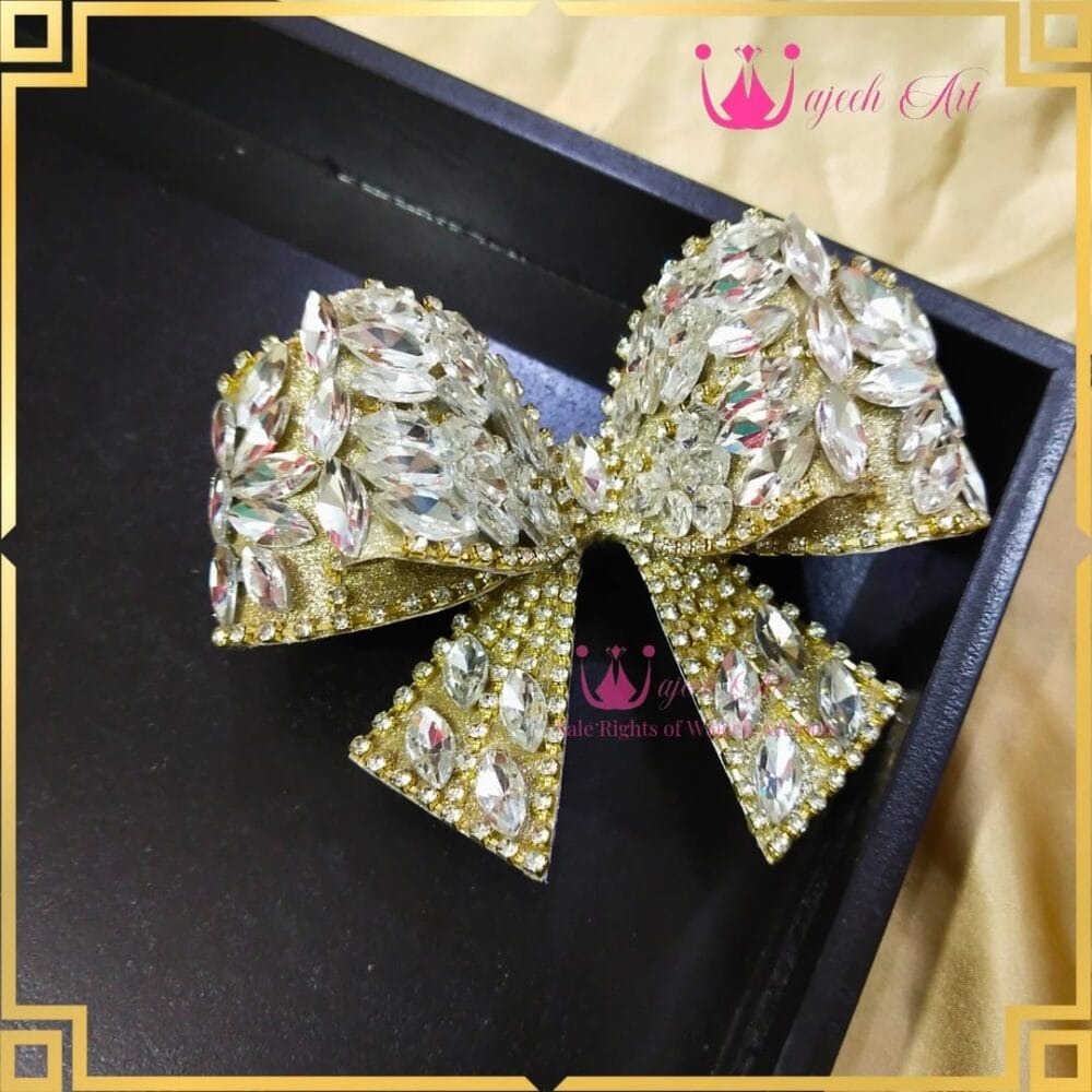 HairAcc77 Golden Bow Hair Accessories
