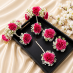 FJewel72 Shocking Pink Bridal Artificial Flower Jewellery Set