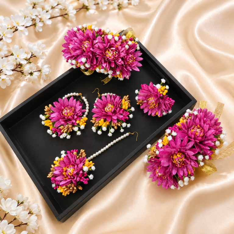 FJewel71 Handmade Artificial Flower Jewellery Set with Gajray