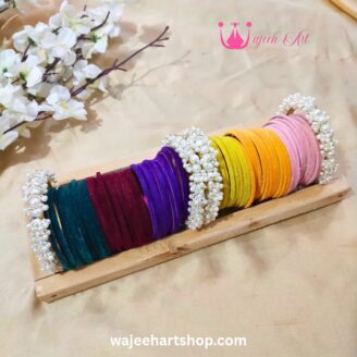 BangleDeal02 6 Dozen Multi-Color Velvet Gajra Bangles