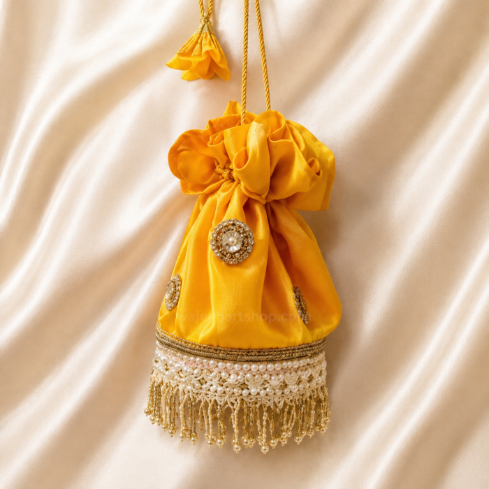 Potlibag4(a) Potlibag09 Yellow Gota Potli Bags For Mayon & Mehndi