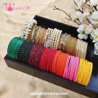 BangleDeal09 Multi-Color Metal Bangles with Pearls and Zircon