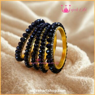 Kbangle468 Black Pearl Bangle Set