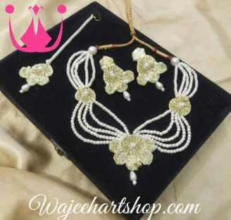 GJewel242 Bridal Pearl Gota Jewellery Set