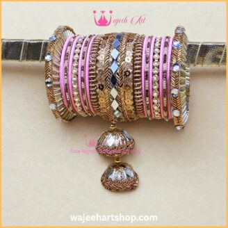GBangle199 Pink Gota Bangles For Mayon & Mehndi