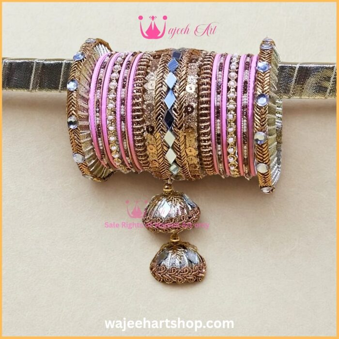 pinkgottabangles GBangle199 Pink Gota Bangles For Mayon & Mehndi