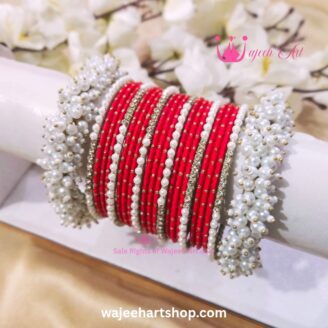 KBangle472 Red Zircon Gajra Bangle Set