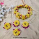 FJewel76 Yellow Artificial Flower Jewellery Set With Crown