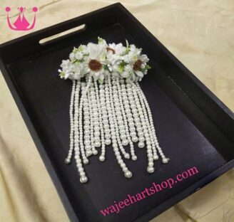 HairAcc80 Handmade Artficial Flower Pearl Hair Gajra