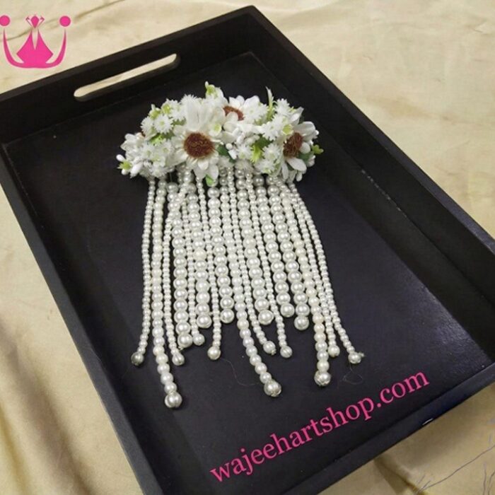 HairAcc80 Handmade Artficial Flower Pearl Hair Gajra