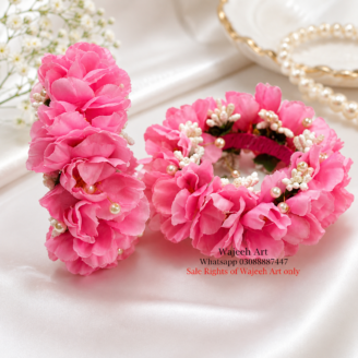 FJewel22 Pair of Pink Artificial Flower Gajray