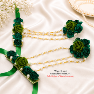 FJewel38 Green Artificial Floral Ring Bracelet