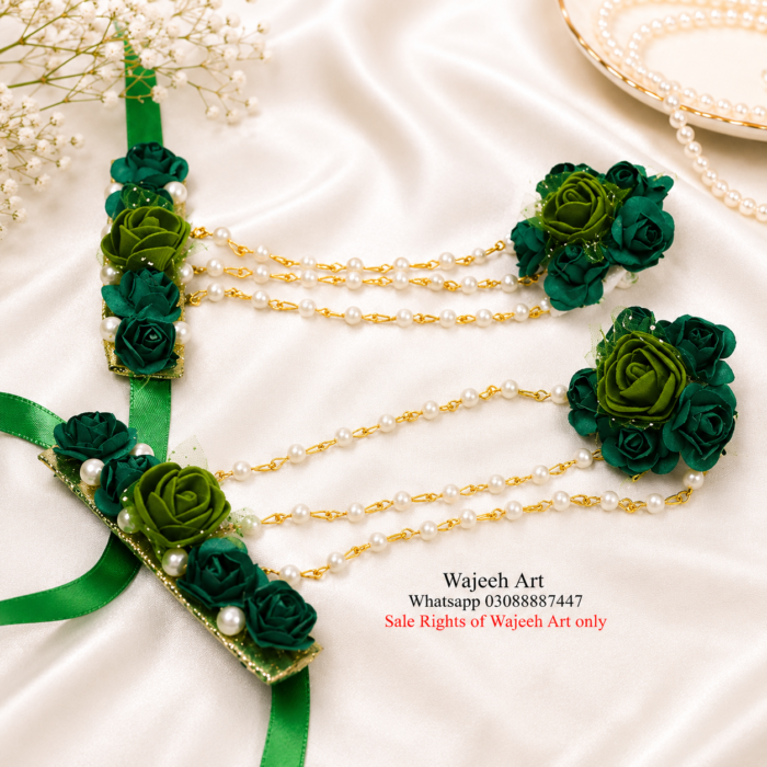 FJewel38 Green Artificial Floral Ring Bracelet