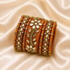 KBangle13 Caramel Kundan Bangle Set
