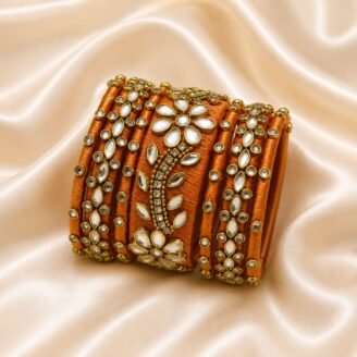 KBangle13 Caramel Kundan Bangle Set