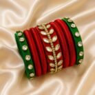 KBangle07 Red & Green Kundan Bangle Set