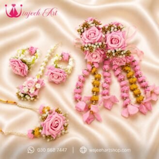 FJewel92 Baby Pink Artificial Flower Jewellery Set