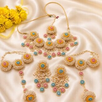 Jewel01 Multi Color Gajra Style Jewellery Set